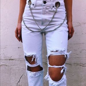 LF White Hermia Chain Front Jeans